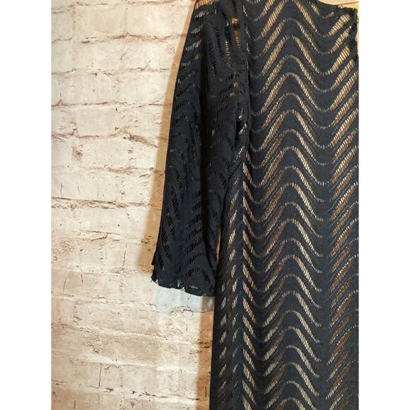 Emma & Michele Dress Womens Medium Black All Over Embroidered Lace Stretch - Picture 7 of 15